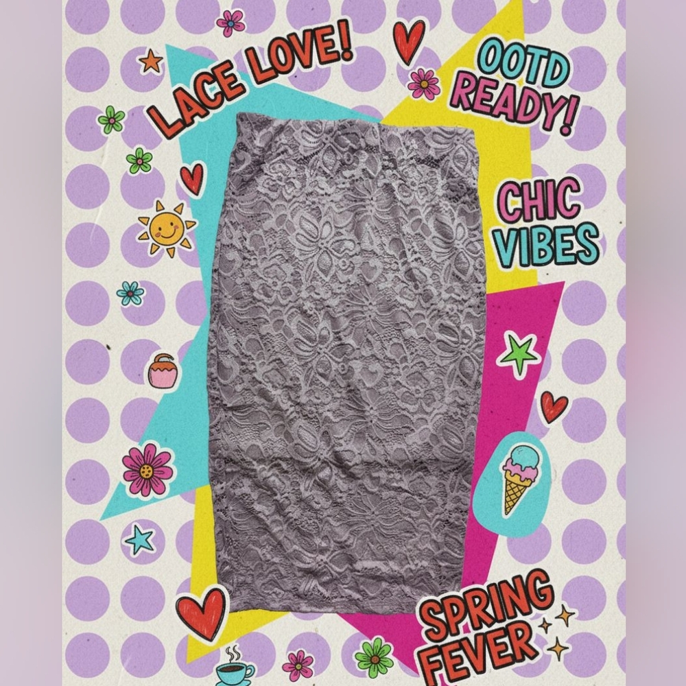 Revamped Lace A-Line Skirt in Purple
